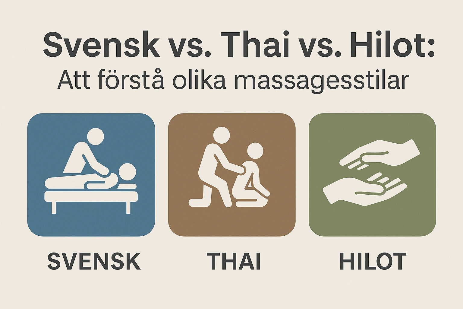 Svensk vs Thai vs Hilot massage — vad är skillnaden och när väljer du vad?